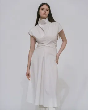 FUNNEL NECK TORQUED DRESS