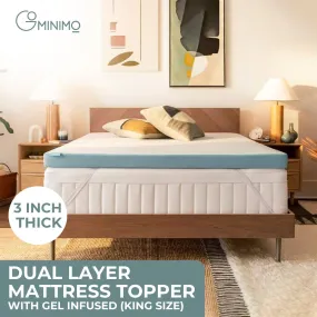 Gel Infused 3-inch Dual Layer Mattress Topper, King - Gominimo