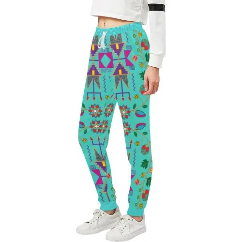 Geometric Floral Fall-Sky Women's Sweatpants