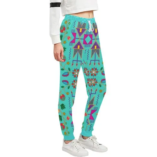 Geometric Floral Fall-Sky Women's Sweatpants