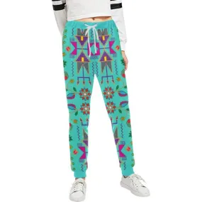 Geometric Floral Fall-Sky Women's Sweatpants