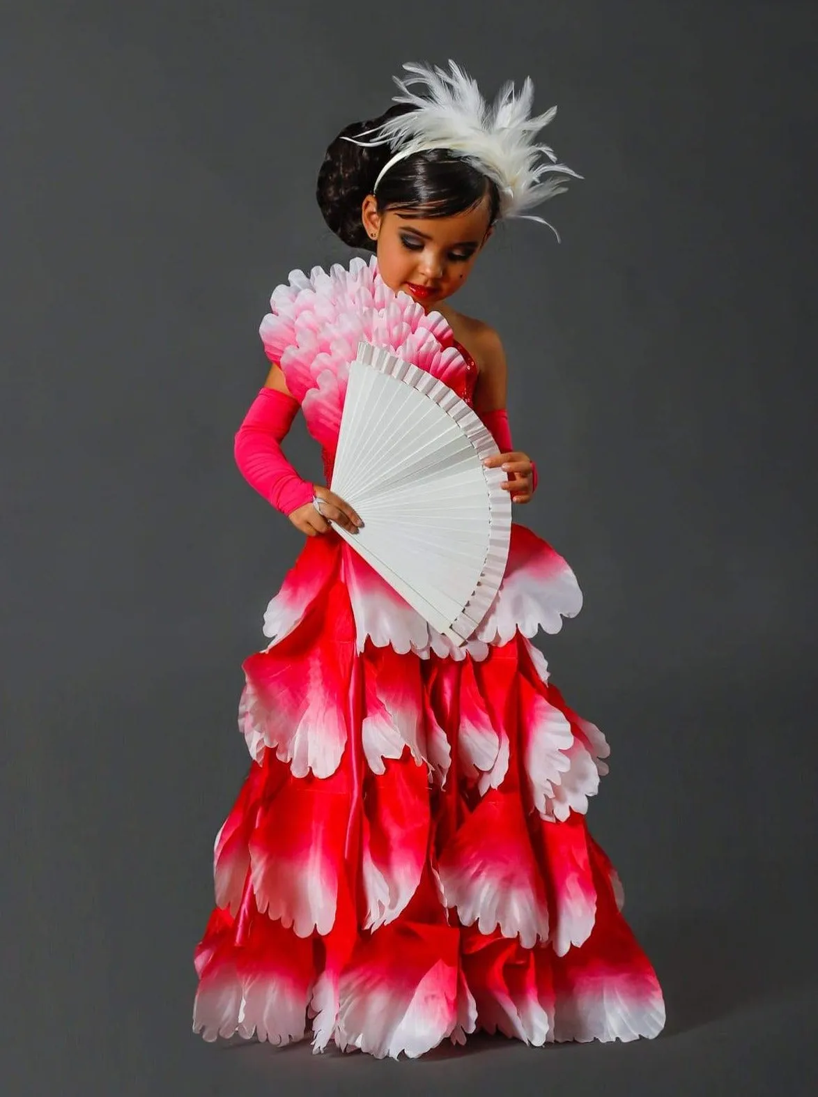 Girls Deluxe Pink Spanish Flamenco Dancer Costume