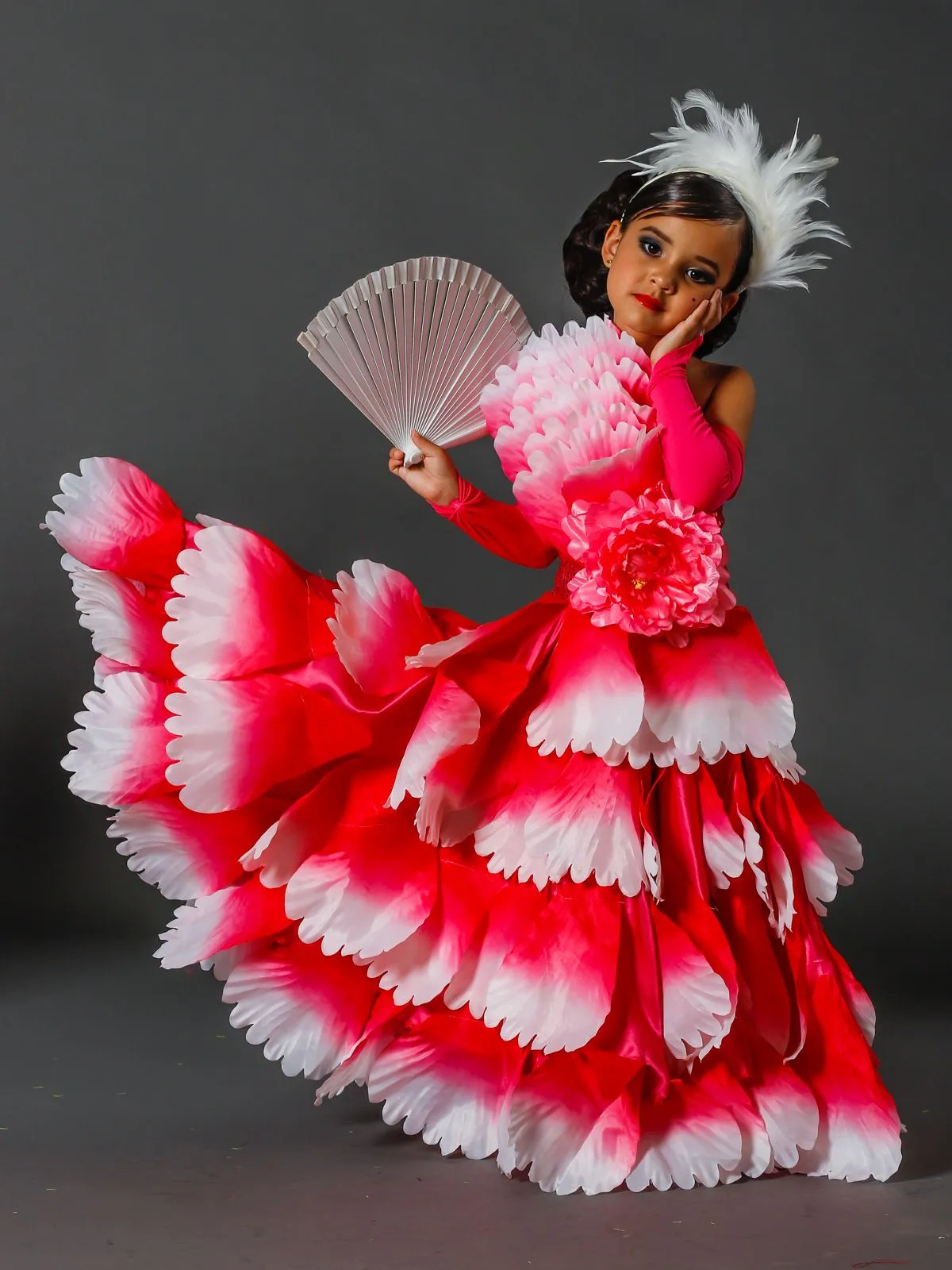 Girls Deluxe Pink Spanish Flamenco Dancer Costume