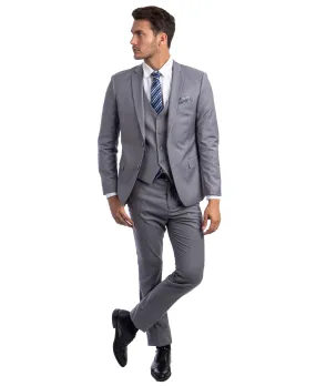 Gray 3 PC Solid Suit - Slim Fit