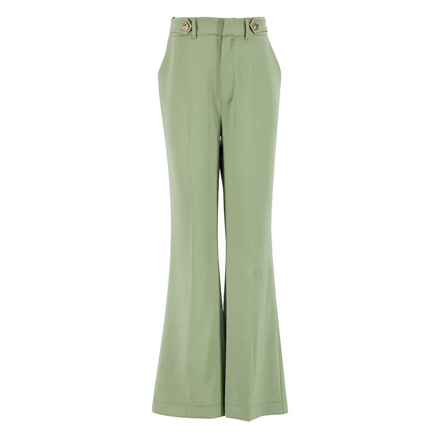 Green High Waist Mopping Trousers Woman Pants