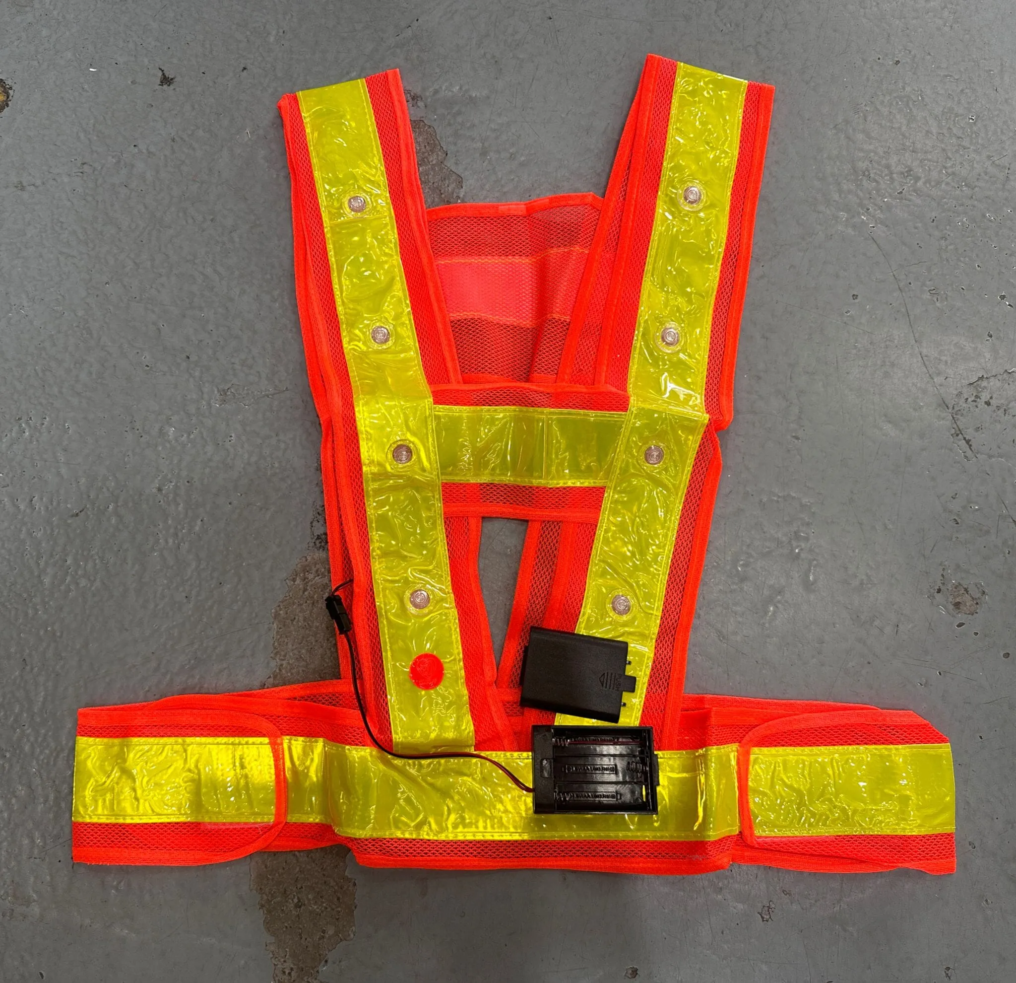 Green/Red LED Reflective Safety Vest (Free Size,16 Led Without Logo) | Model: VEST-