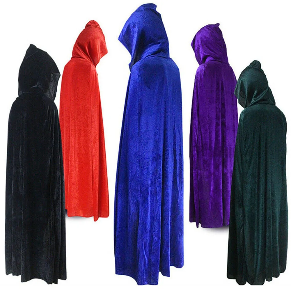 🎃🎃Halloween Velvet Cloak Cape Hooded Medieval