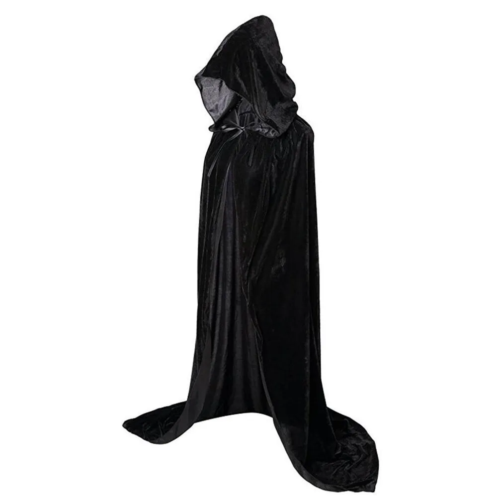 🎃🎃Halloween Velvet Cloak Cape Hooded Medieval