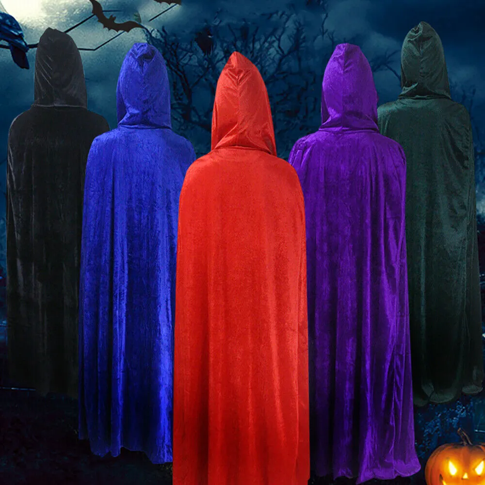 🎃🎃Halloween Velvet Cloak Cape Hooded Medieval