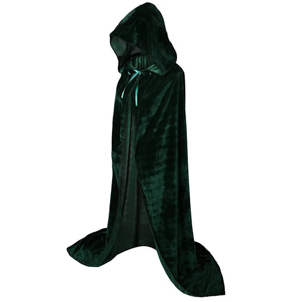 🎃🎃Halloween Velvet Cloak Cape Hooded Medieval