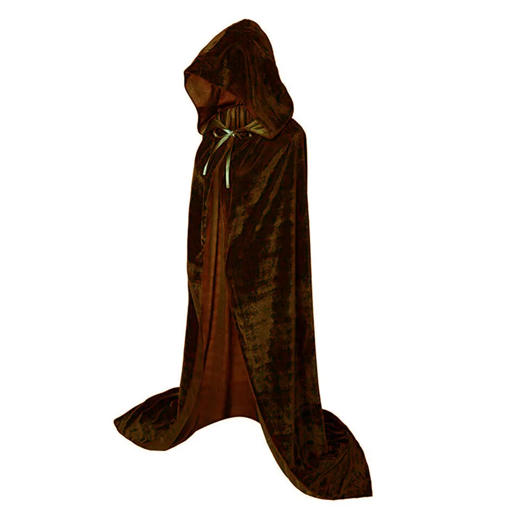 🎃🎃Halloween Velvet Cloak Cape Hooded Medieval