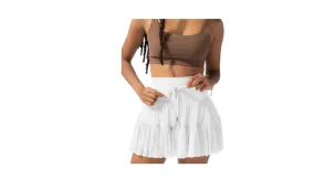 High Waist Lace-Up Pleated Skirt