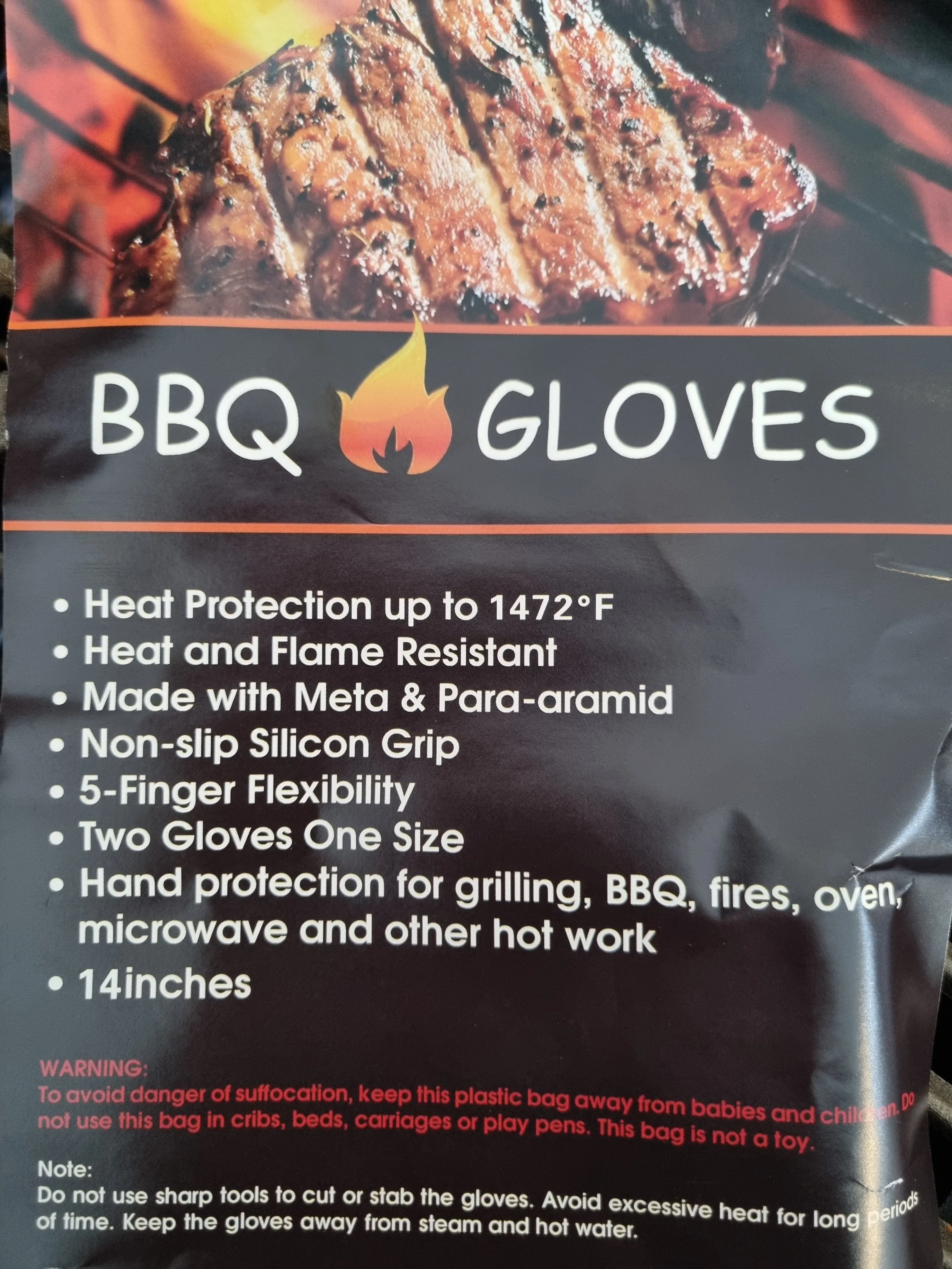 INKBIRD BBQ Gloves Heat Resistant Grill Gloves, 800 ℃/1472℉ Extreme Heat Resistant Oven Gloves