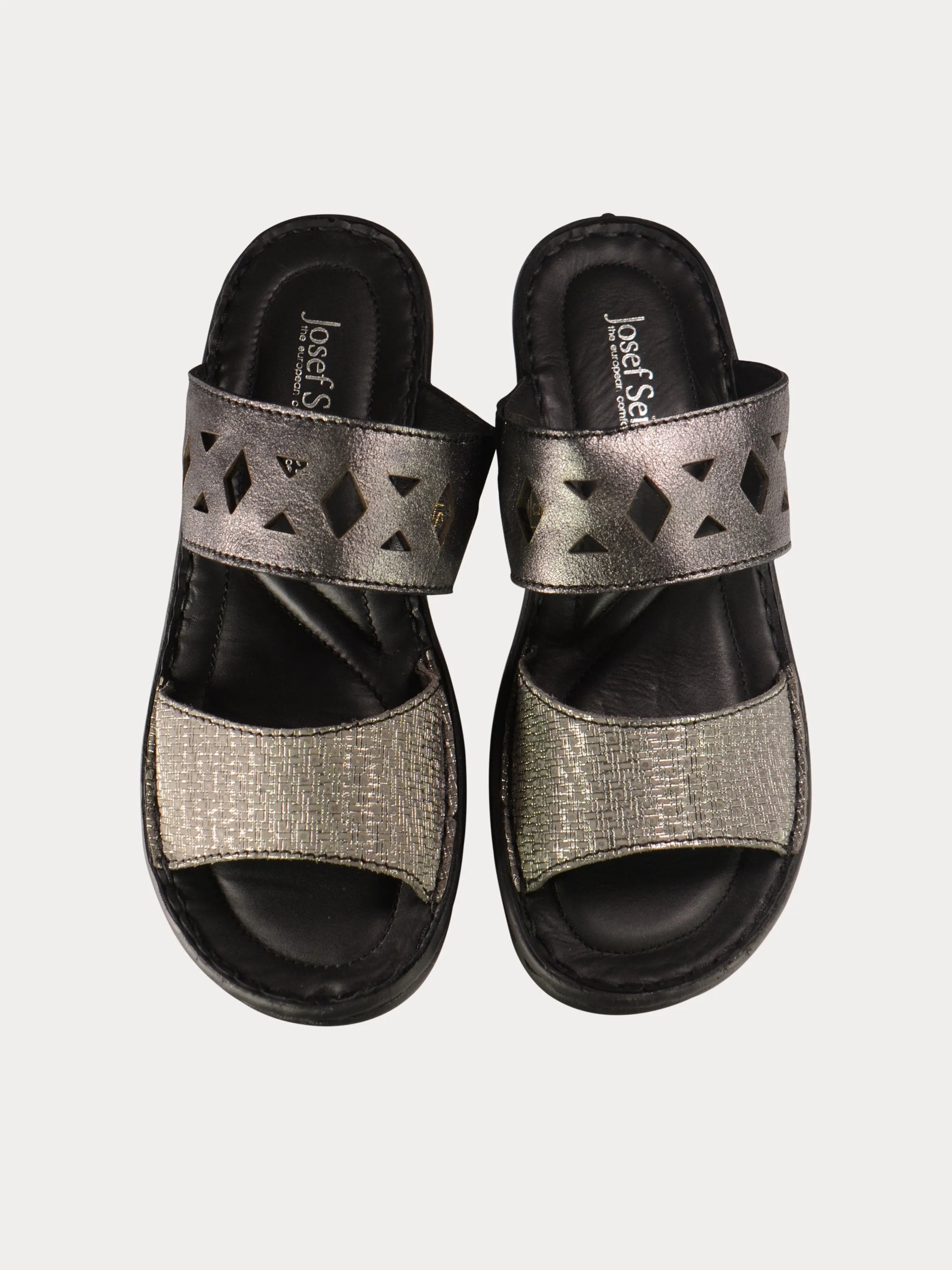 Josef Seibel Harlequin Cut Slider Leather Sandals