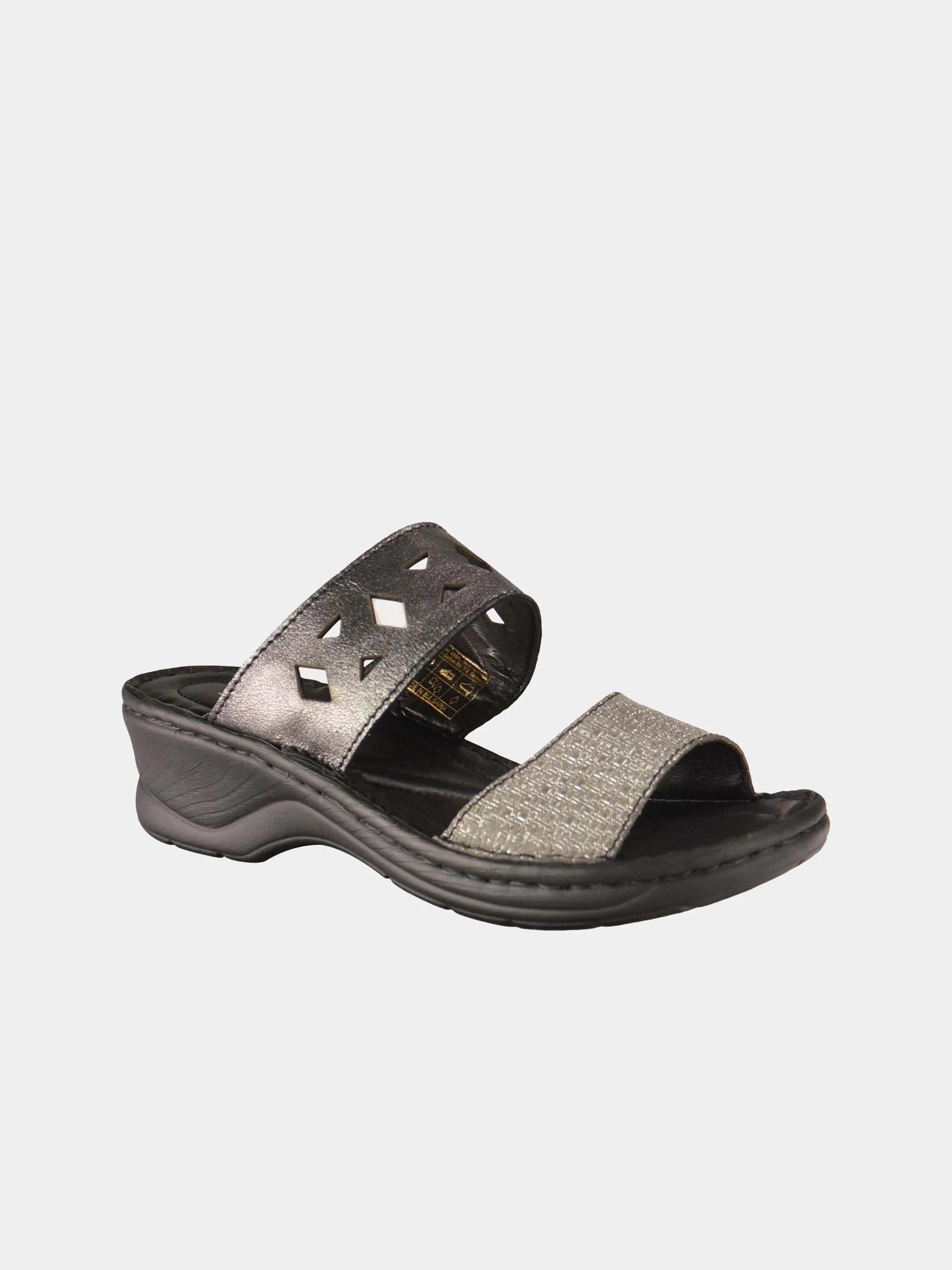 Josef Seibel Harlequin Cut Slider Leather Sandals