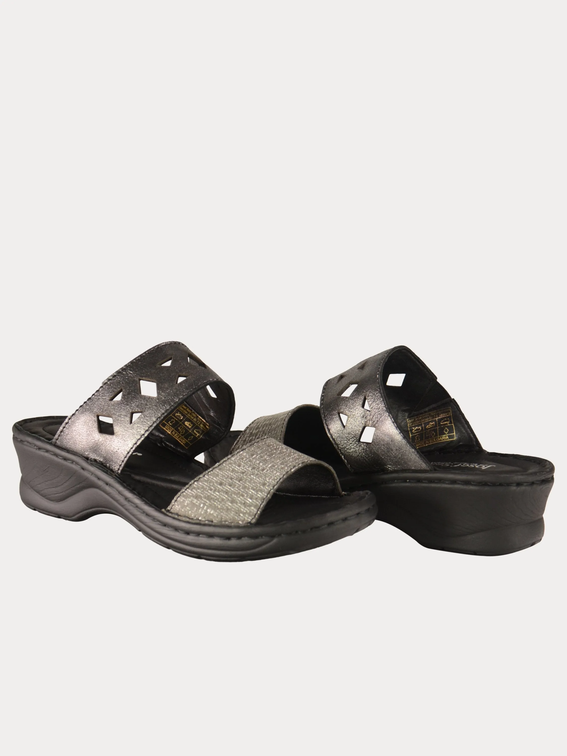 Josef Seibel Harlequin Cut Slider Leather Sandals