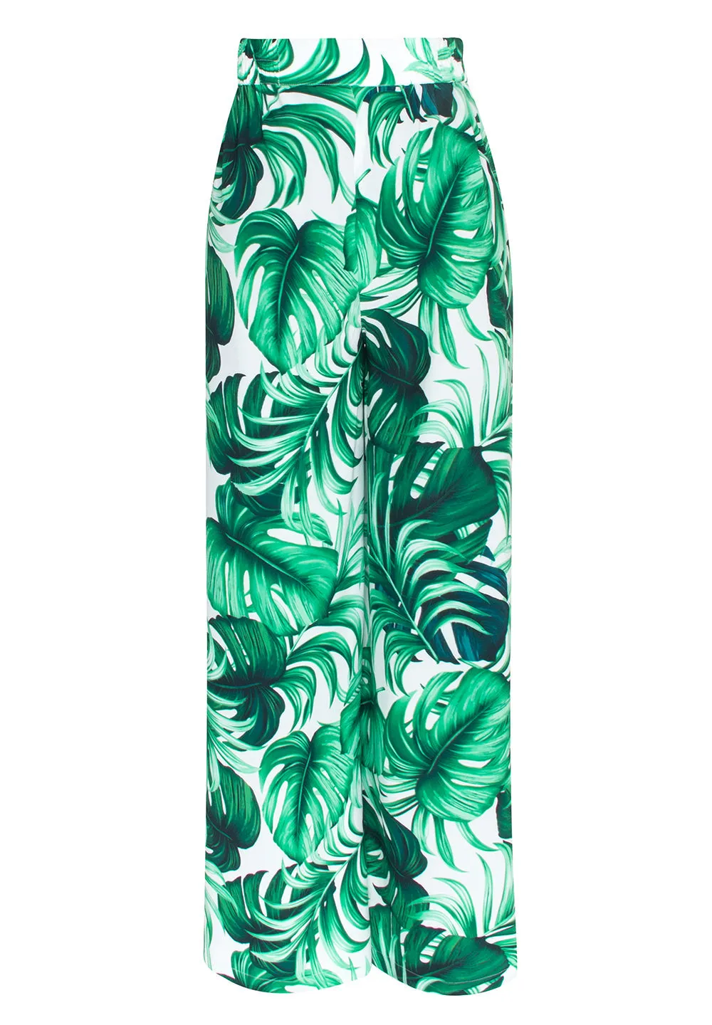 Jungle - Monstera White / Green Pants (Neon Coral)