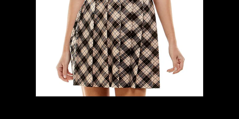 Kingston Grey Junior's Two Piece Printed Skirt Dress Brown Size Medium