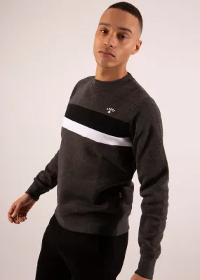 KRONK Premium Fleece Dual stripe Sweatshirt Regular fit Charcoal Melange