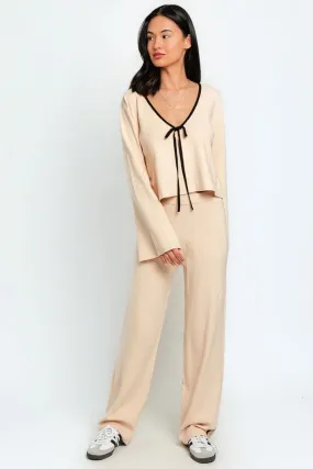 Le Lis Contrast Trim High Waist Wide Leg Sweater Pants