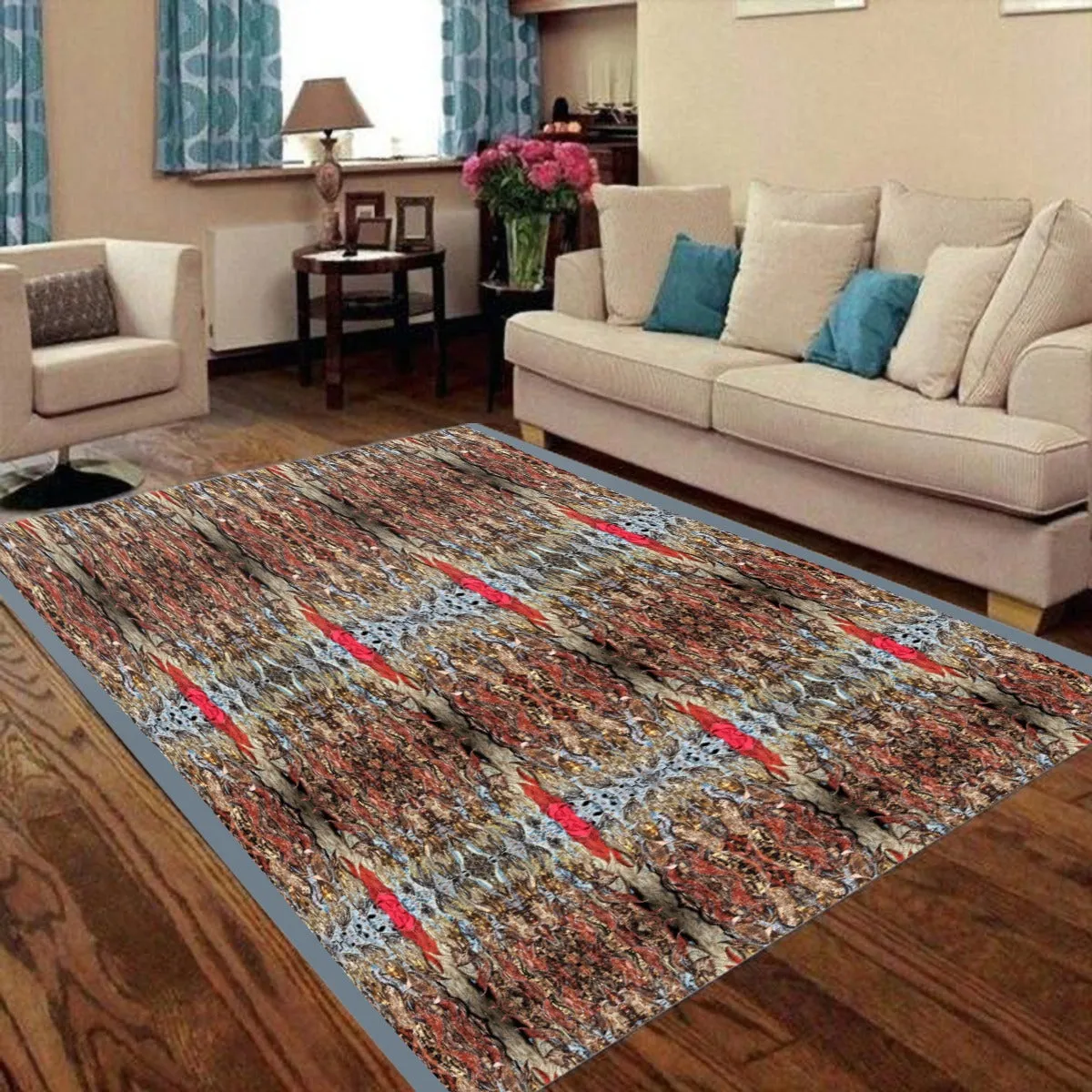 Liberace Flame Cape Pattern Area Plush Rug