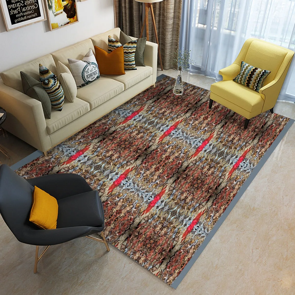 Liberace Flame Cape Pattern Area Plush Rug