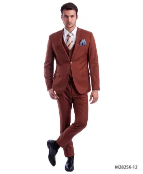 Light Brown 3 PC Solid Suit - Slim Fit