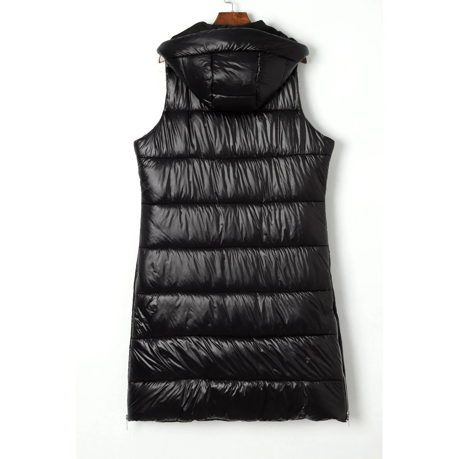 Love At Last Hooded Long Quilted Vest Coat