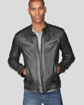 Lucas Black Motorcycle Leather Jacket