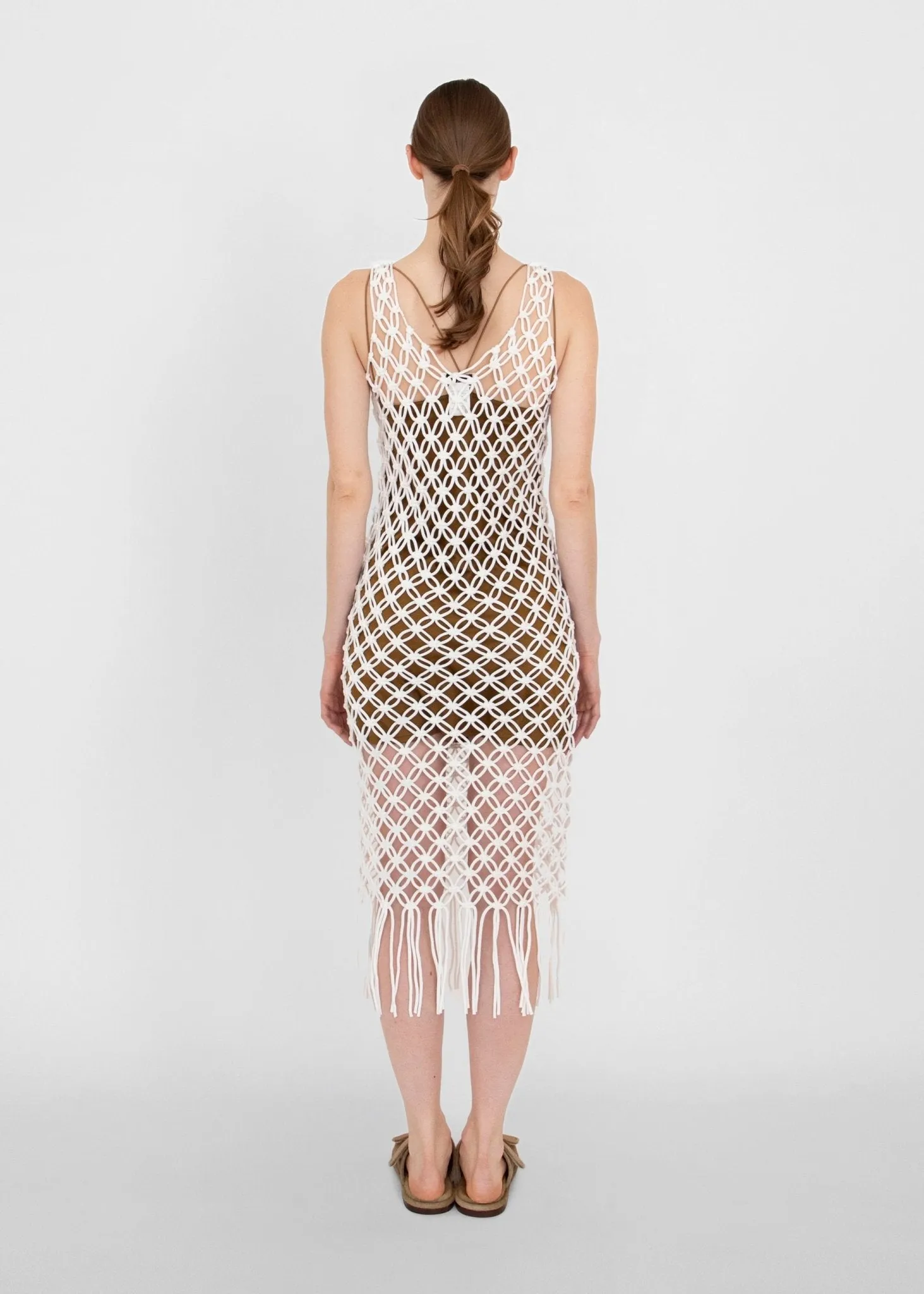 Macrame Knit Dress in Ivory