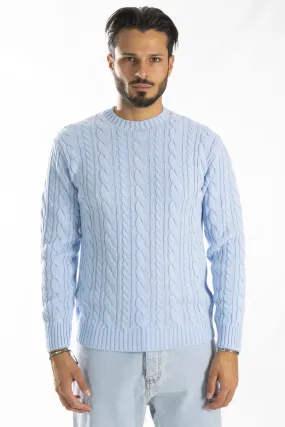 Maglione Lana Uomo Con Trecce Girocollo Pullover Art. Mg121