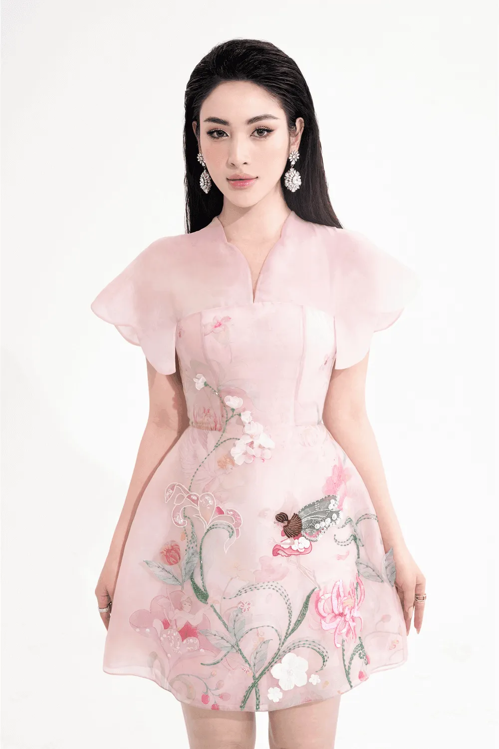 Marina A-line Flutter Sleeved Organza Mini Dress