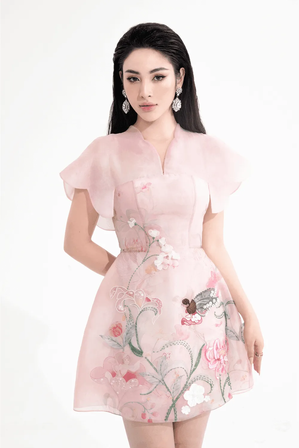 Marina A-line Flutter Sleeved Organza Mini Dress