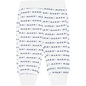 Marni White Blue Logo Sweatpants