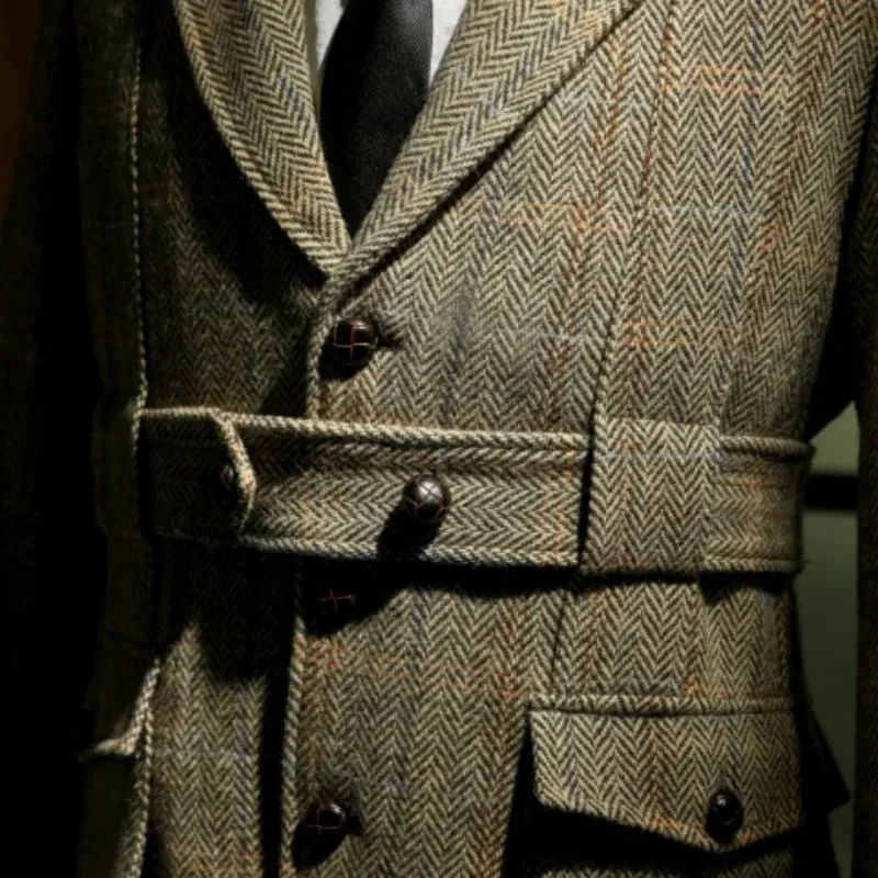 Men's Tweed Norfolk Jacket - Safari Style Vintage England Suit