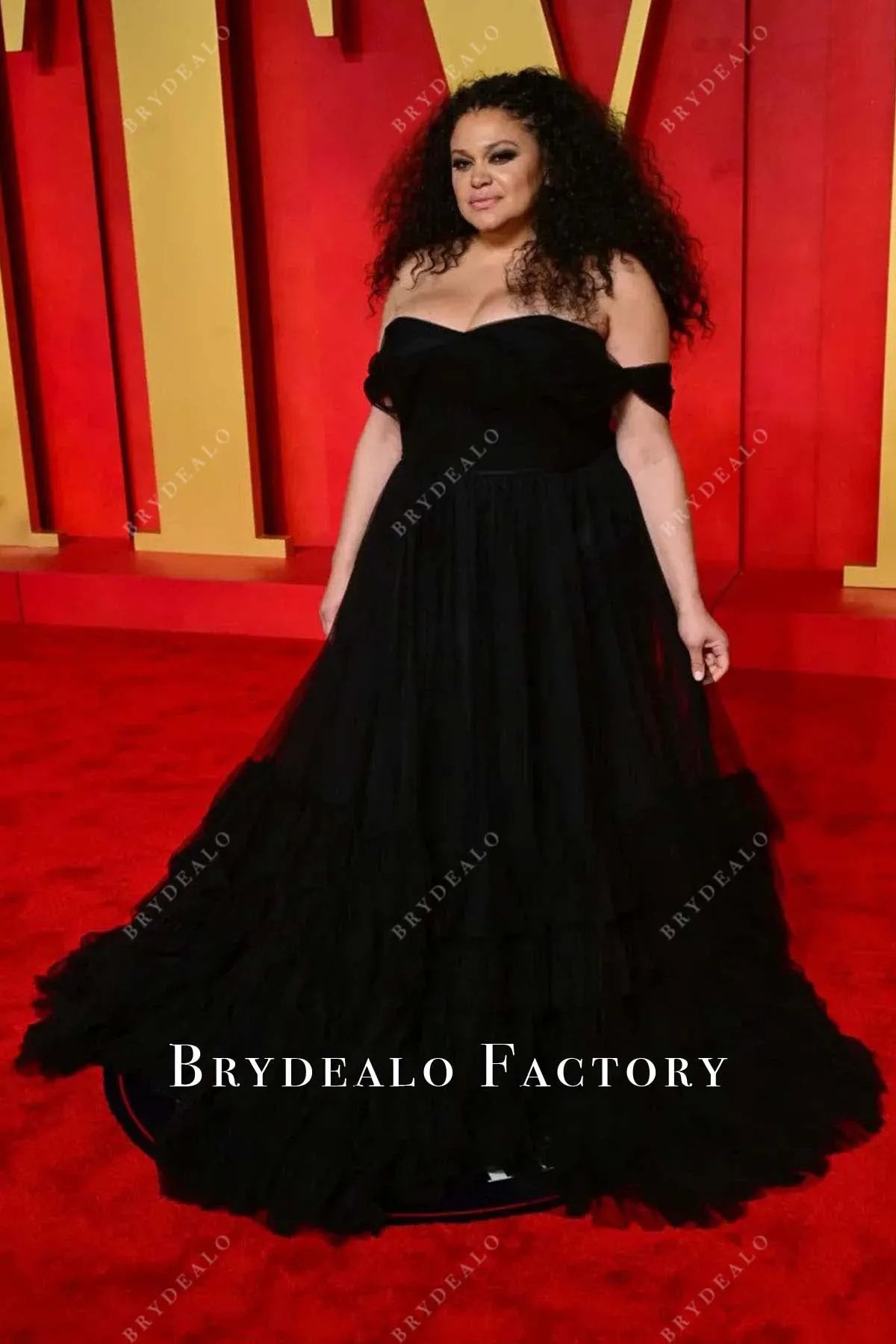 Michelle Buteau Black Tulle 2024 Oscars After Party Dress