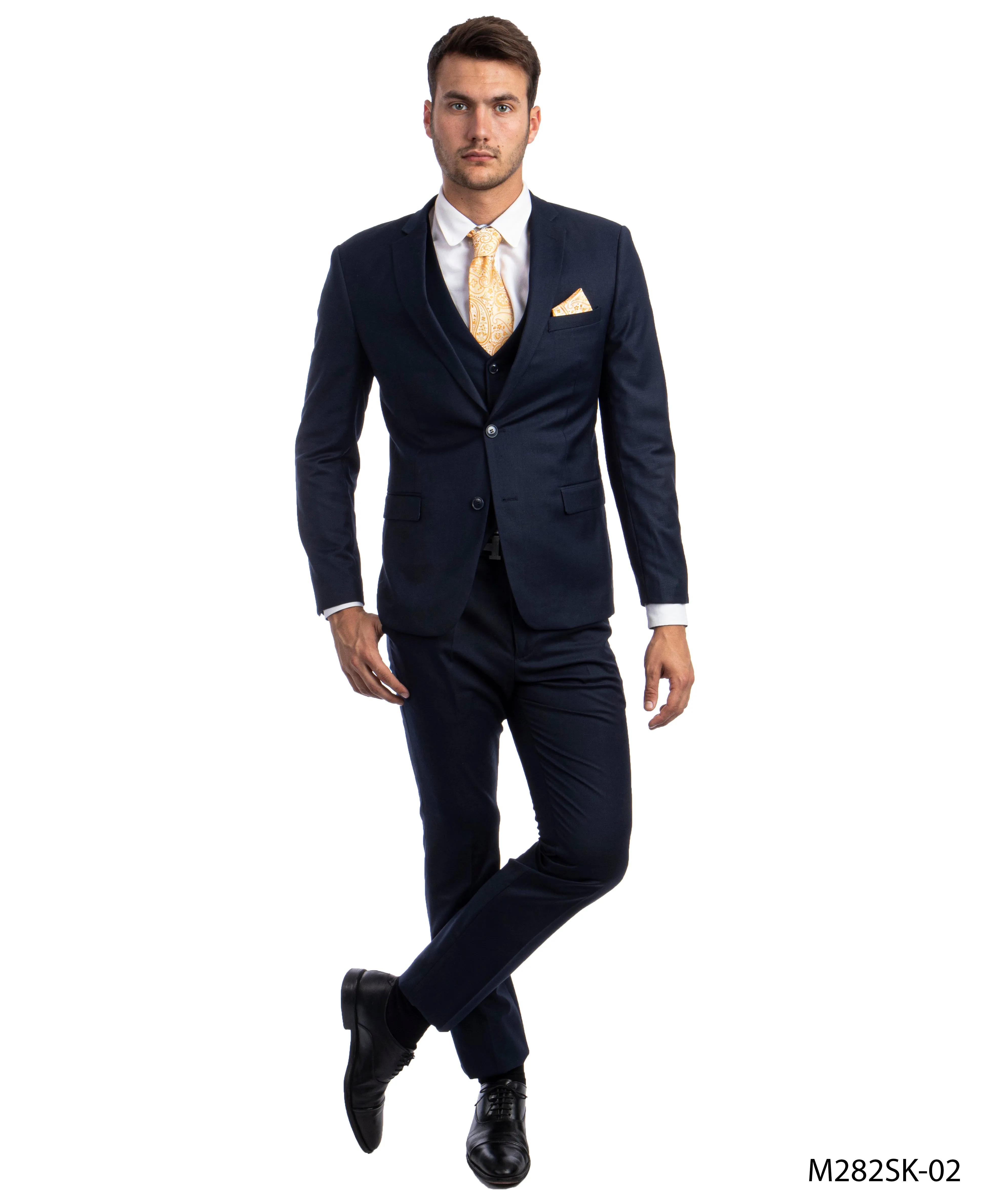 Navy Blue 3 PC Solid Suit - Slim Fit