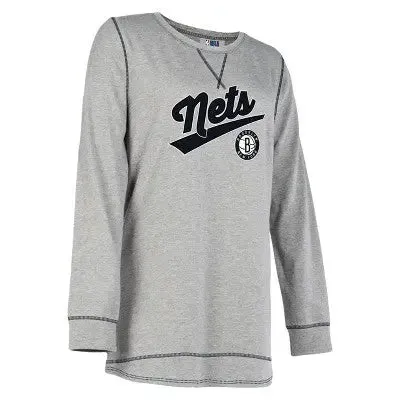 NBA Brooklyn Nets Women's Gray Long Sleeve Team Slugger Crew Neck T-Shirt - S