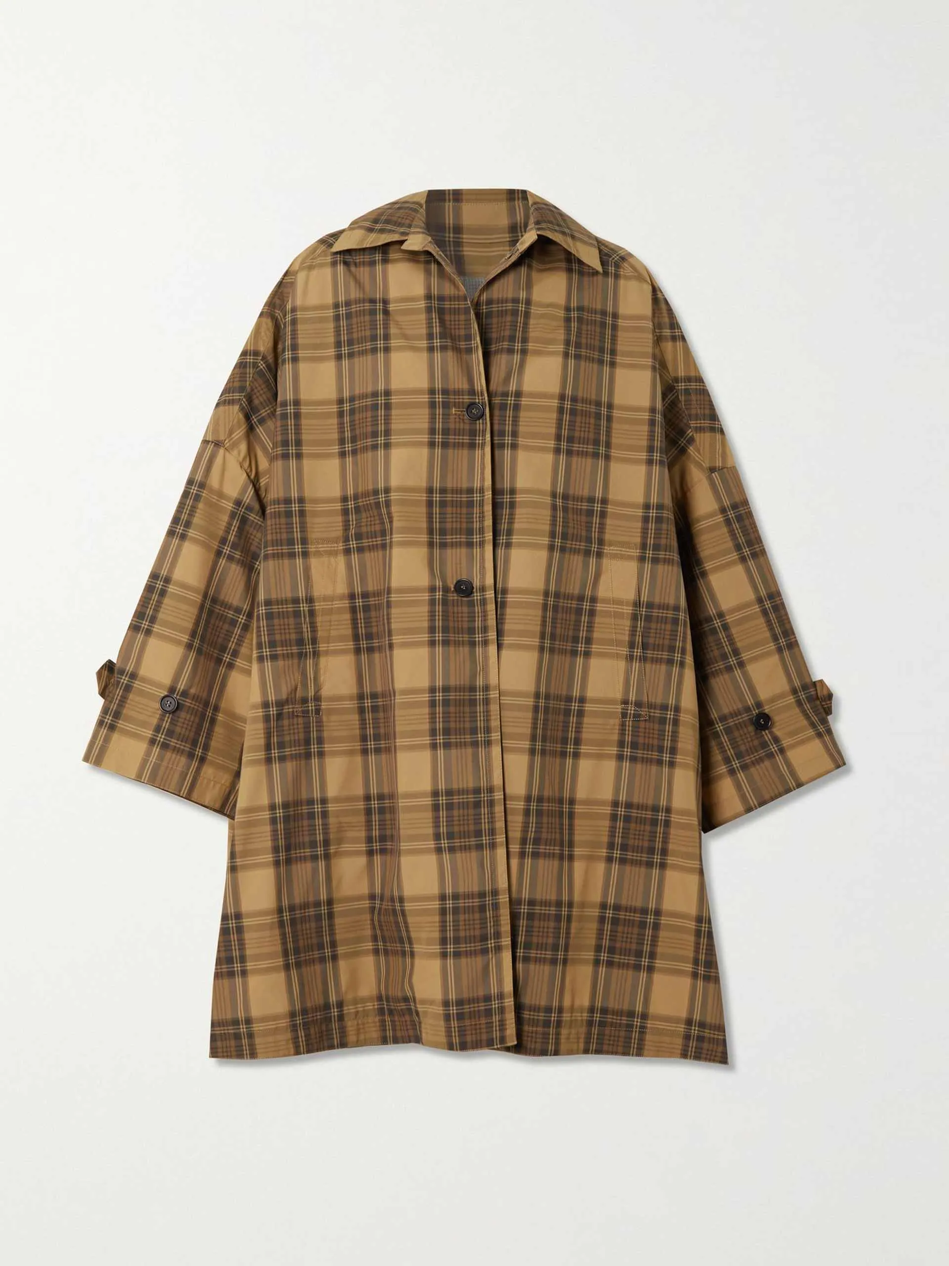 Oversized checked recycled shell coat