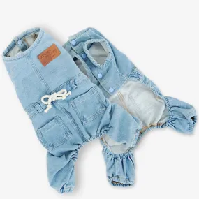 Pet Cat Dog Cassic Clothes Denim jeans Shirt Strap Jeans