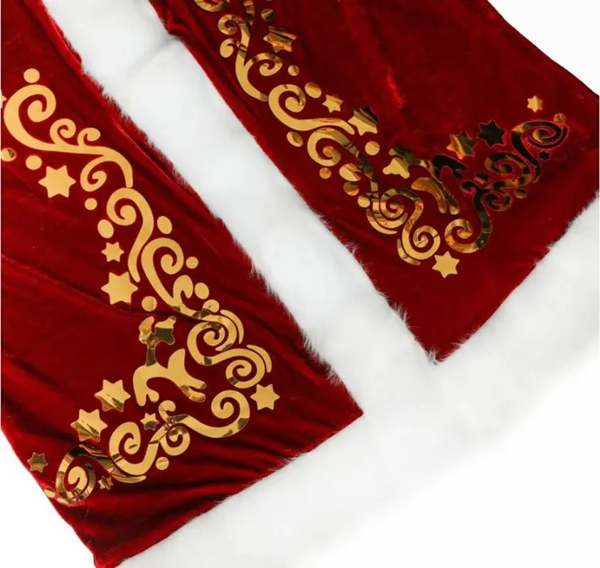 Plus Size Deluxe Velvet Adults Christmas Costume Cosplay Couple Santa Claus Clothes Fancy Dress Xmas Uniform Suit for Men Women