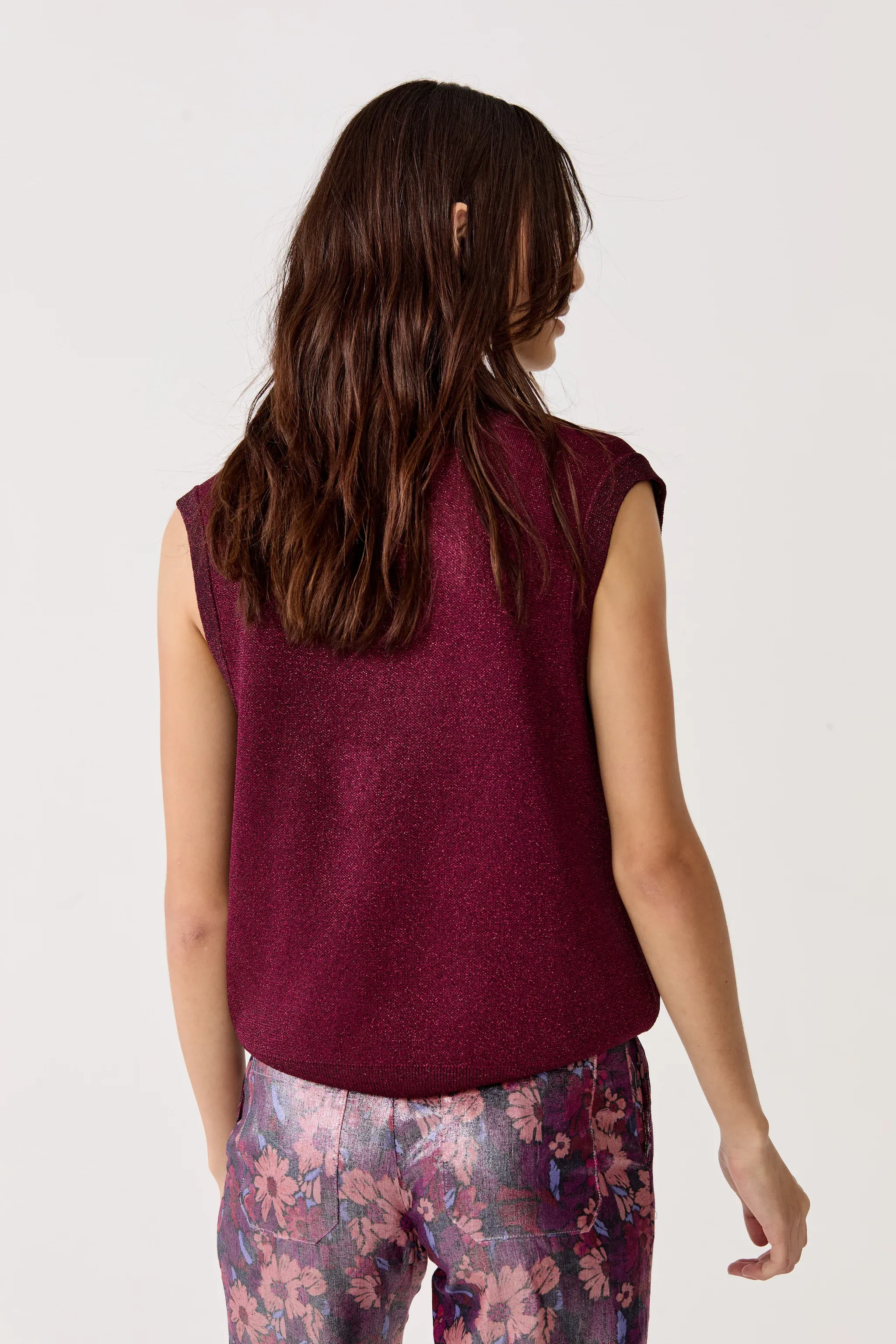 Preppy Lurex Knitted Vest - Rosso