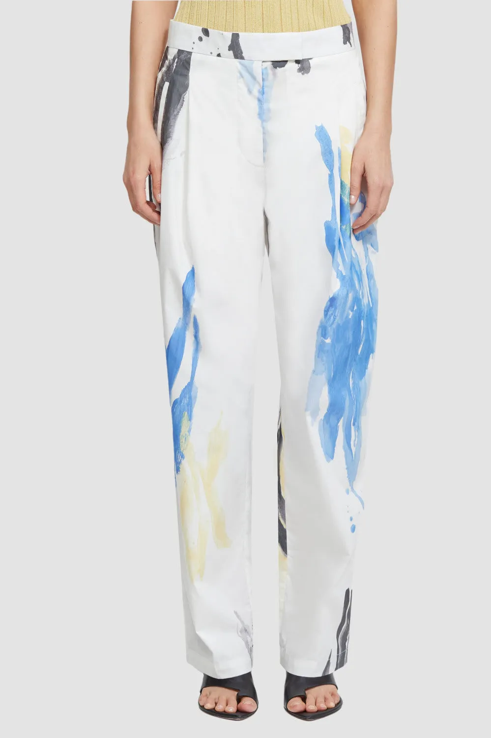 Printed Poplin Tapered Trousers