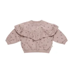 Quincy Mae Ruffle Fleece Sweatshirt - Polka Dots