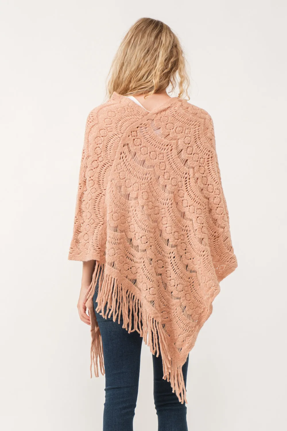 RAJ DREW CUT KNIT PONCHO CAPE DESERT SAND