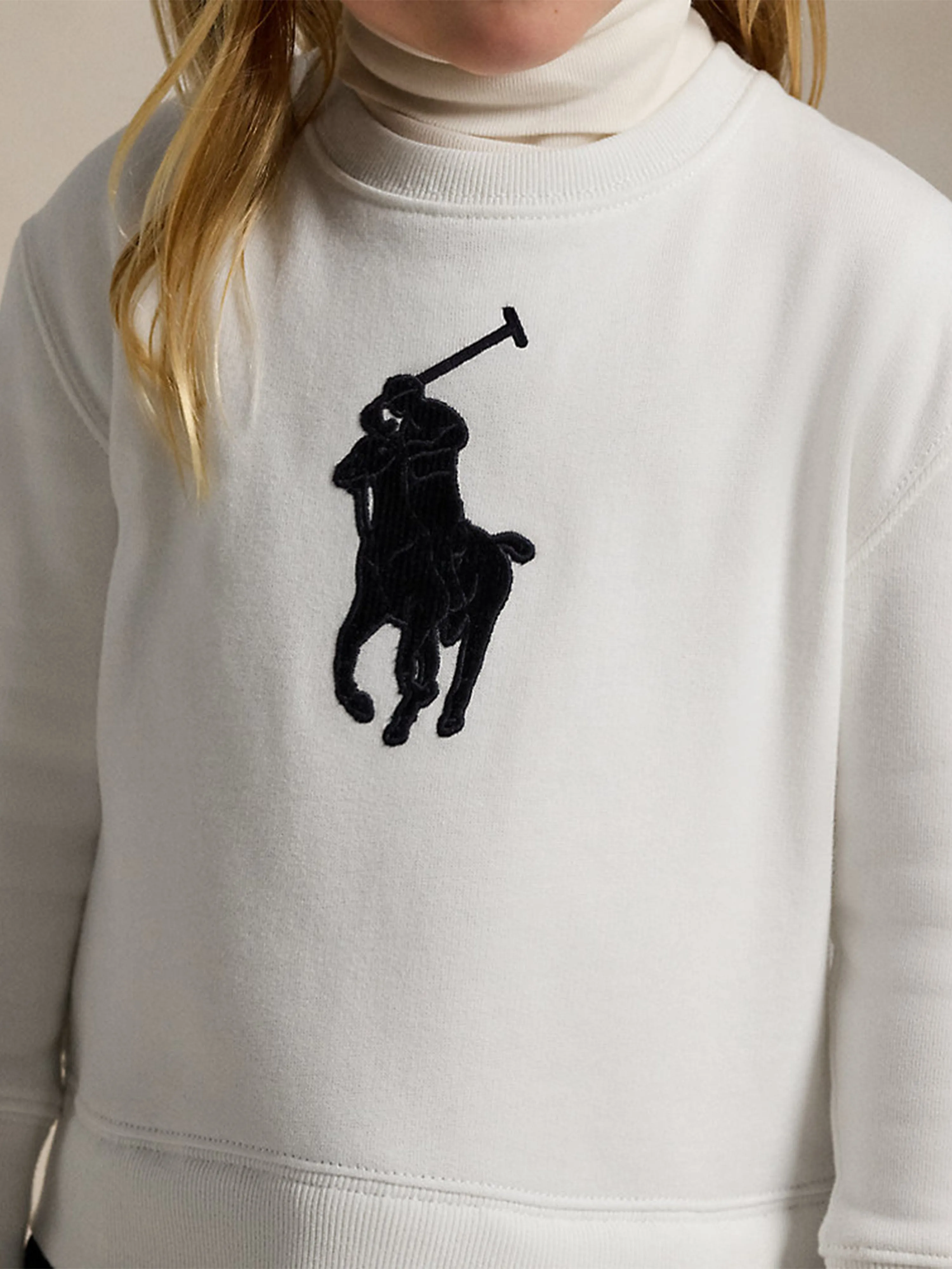 Ralph Lauren Girls Big Pony Sweater Dress in White