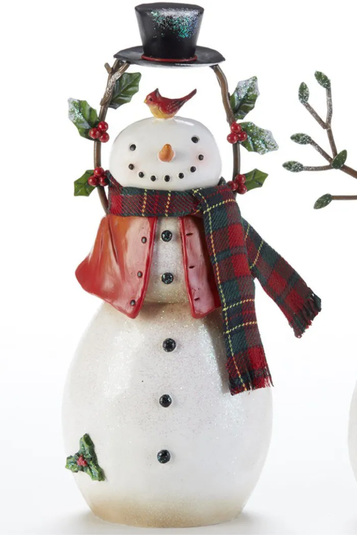 Resin Plaid Scarf Snowman