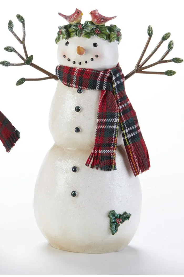 Resin Plaid Scarf Snowman