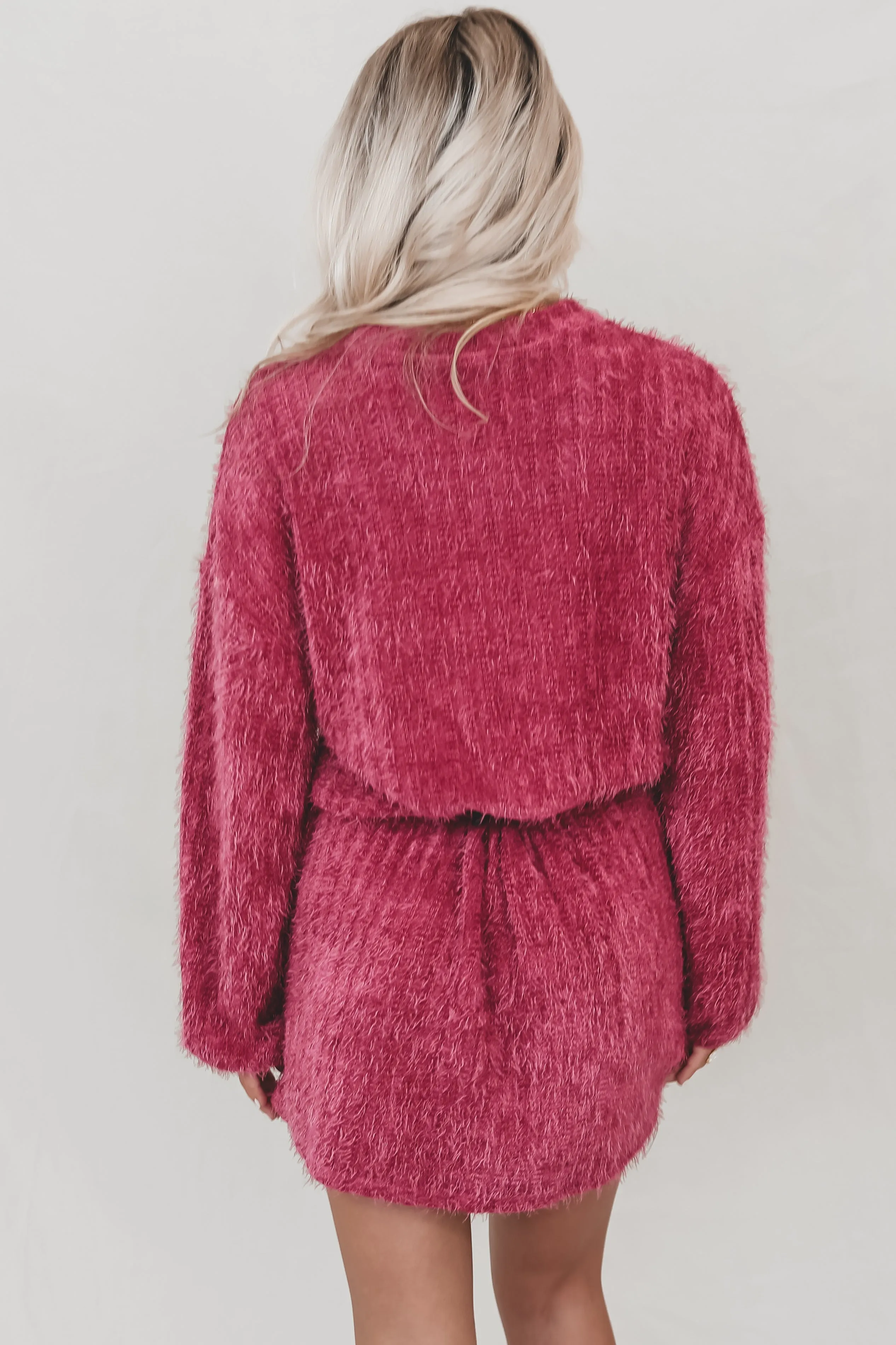 SADIE & SAGE Soiree Mock Neck Bishop Berry Mohair Sweater Dress