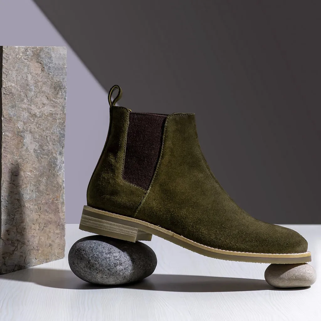 Saint Grimoald  Olive Suede Chelsea boot